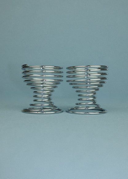 duo de coquetiers spirale chromés