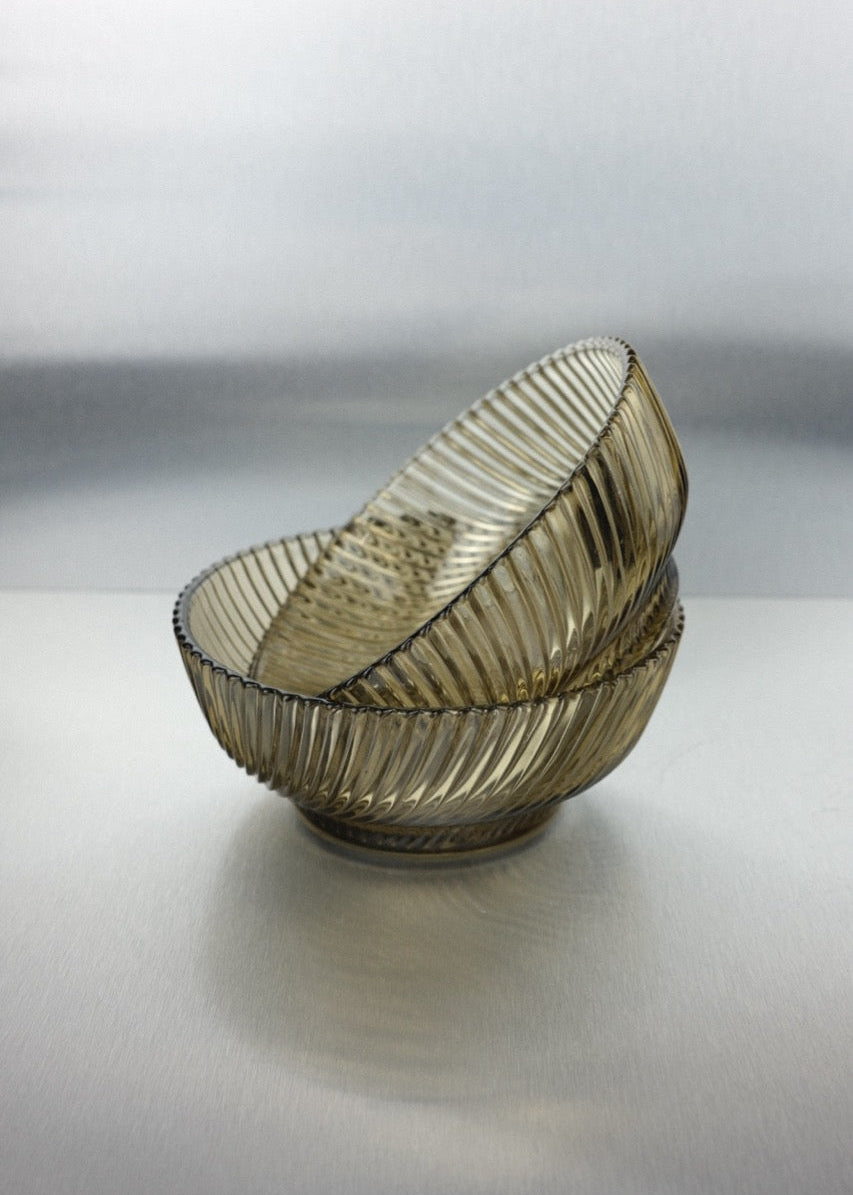 duo de coupelles en verre fumé années 70