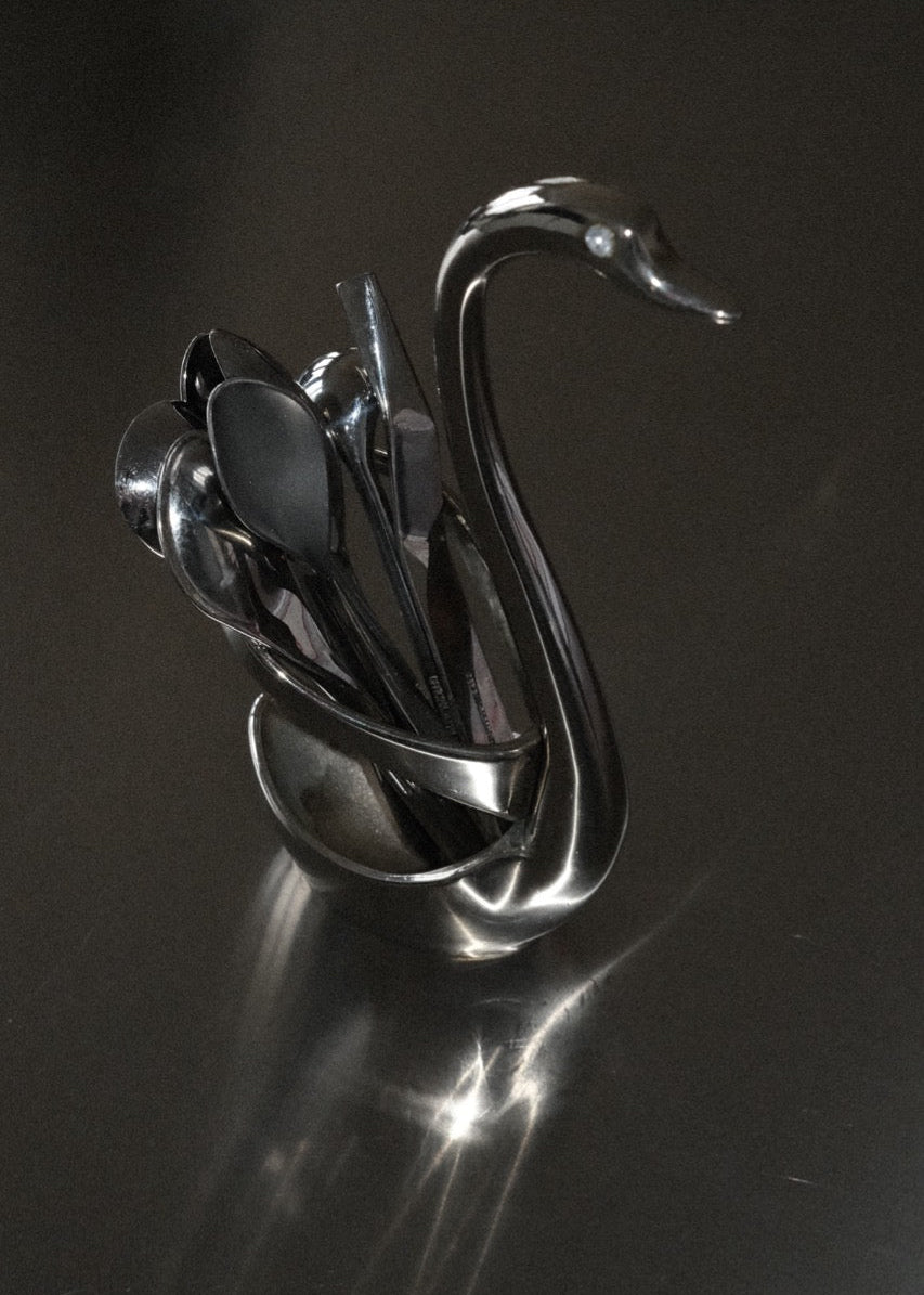 cygne porte-cuillères en métal