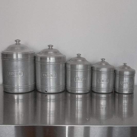 série de 5 pots à épices vintage aluminium