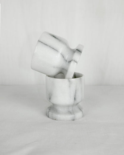 paire de coquetiers en marbre blanc & gris