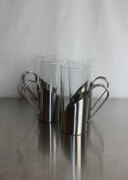 set de 4 tasses inox & verre